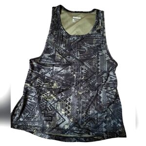 Reebok Women's Black Patterned Tank Top And Pink Med Top